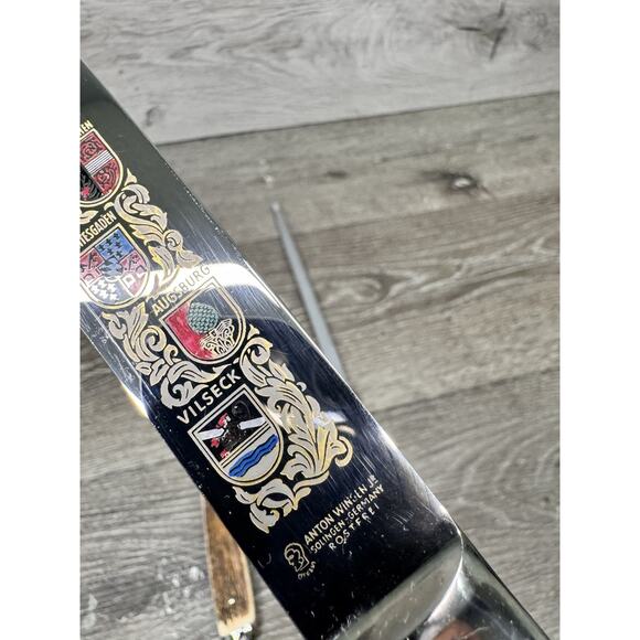 Solingen Germany Stainless Stag Antler Handle Carving Knife Serving Fork~3 Pc - Picture 5 of 9